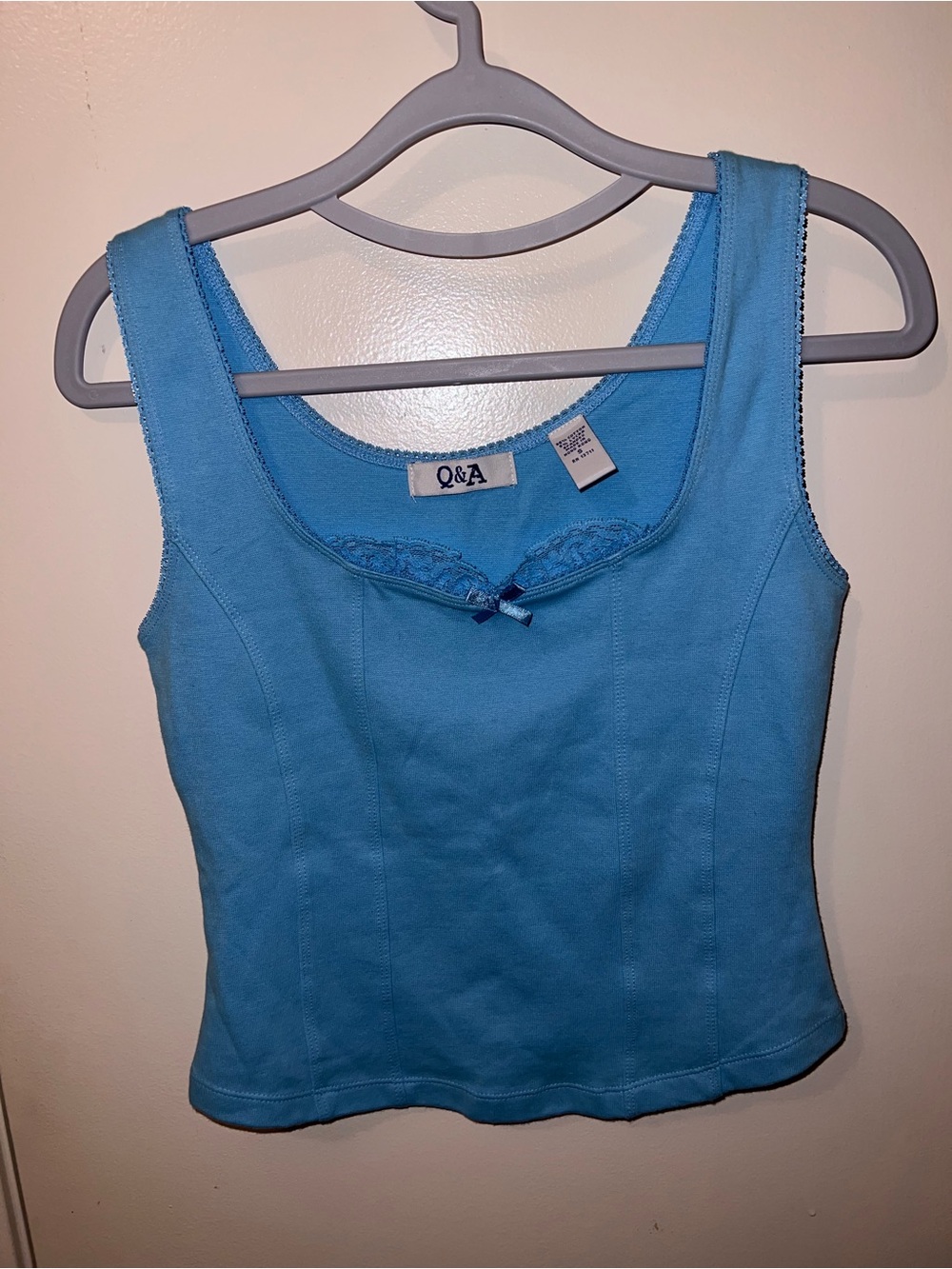 Women's Sky Blue Lace-Trim Tank